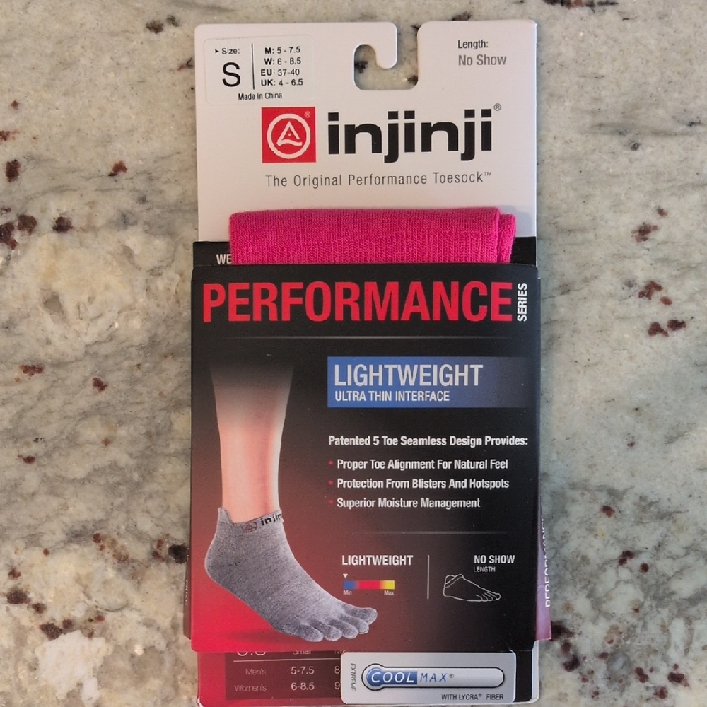 2 Pairs Injinji Toe Socks Women's Hot Pink
